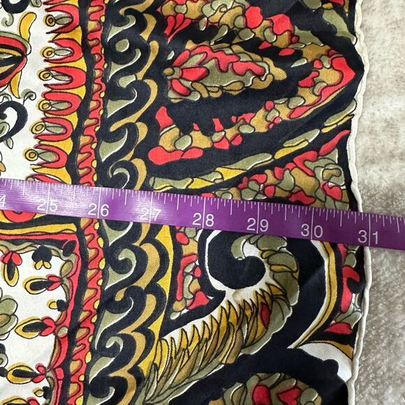 Vintage Paisley Print Rolled Hem Square Silk Scarf, 30x30 - Picture 4 of 4